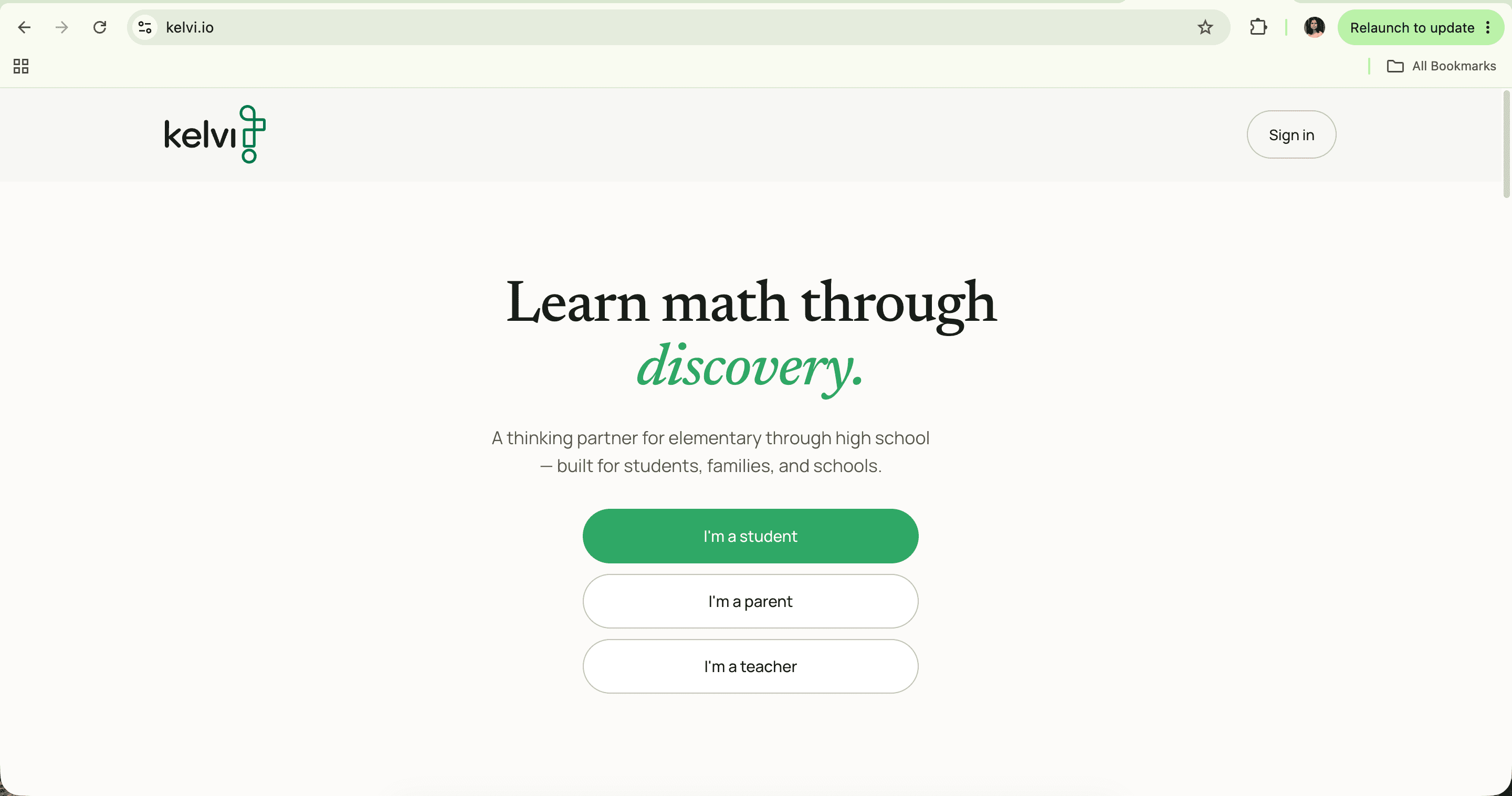 Kelvi landing page